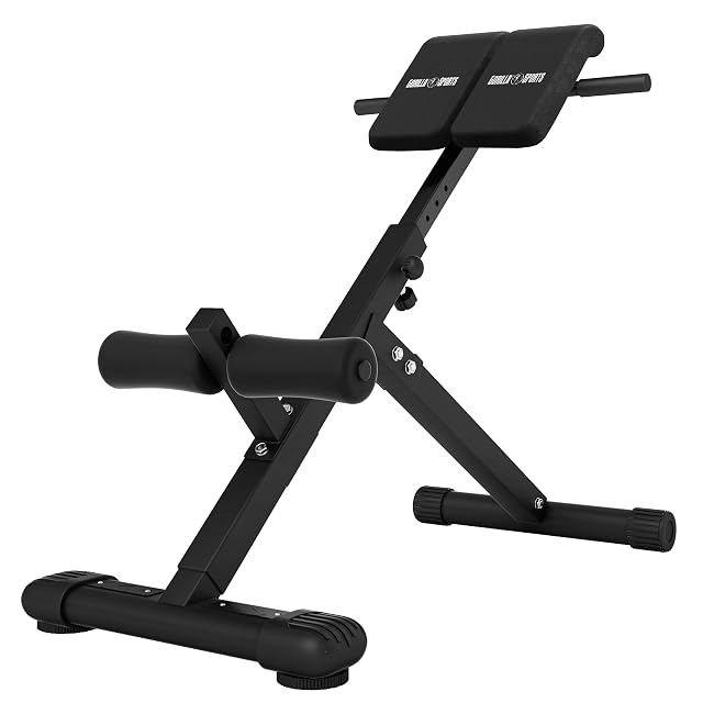 Banco de hiperextensión plegable GORILLA SPORTS con acolchado abdominal partido