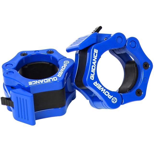 Par de cierres POWER GUIDANCE en azul brillante con la marca en relieve sobre la banda y una palanca de cierre negra