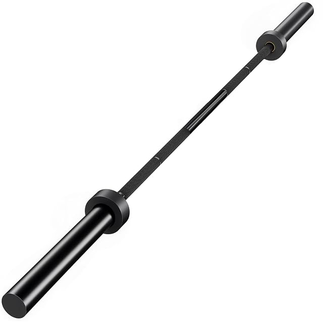 Barra olímpica SPORTNOW de 180 cm con manguitos giratorios de 50 mm alargados y eje moleteado