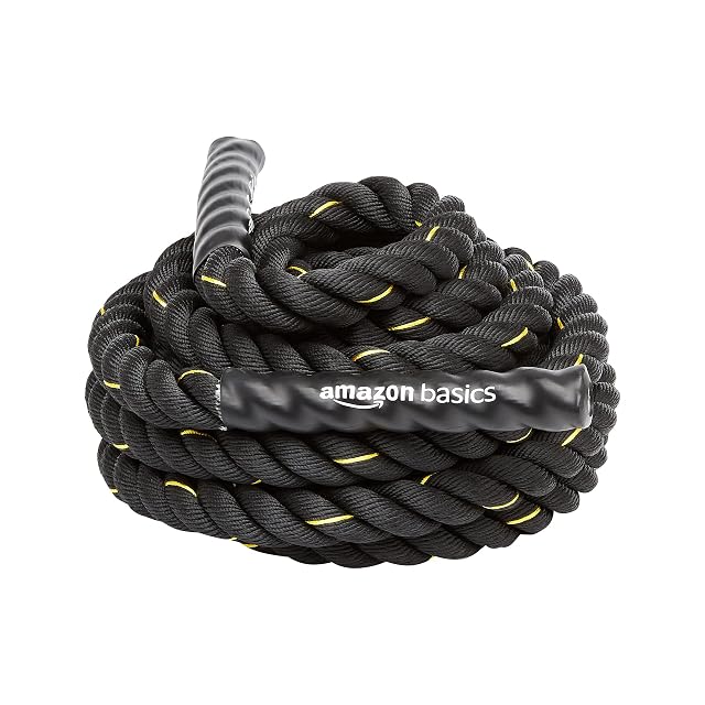 Cuerda ondulatoria negra Amazon Basics de 12 m por 3,8 cm, enrollada