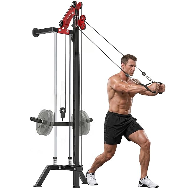 Torre de cable de pared SPORTNOW con guías cromadas y dieciséis posiciones de altura