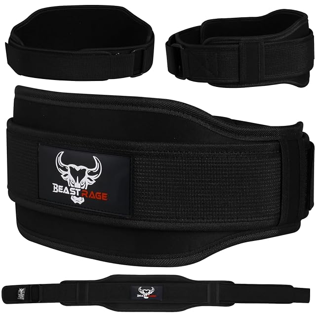 Cinturón de halterofilia BEAST RAGE ancho y acolchado de neopreno con cierre de velcro