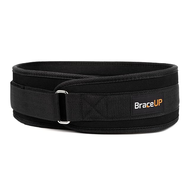 Cinturón de halterofilia BraceUP negro de 10 cm con cierre de velcro