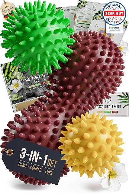 Juego HELDSON de tres pelotas de masaje de púas, incluida una pelota de cacahuete