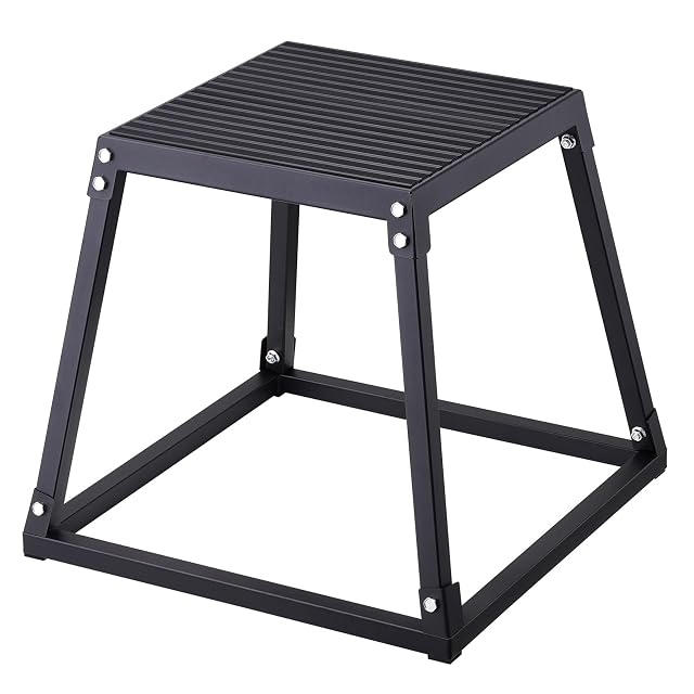 Cajón de salto pliométrico VEVOR de acero negro con superficie superior de silicona texturada