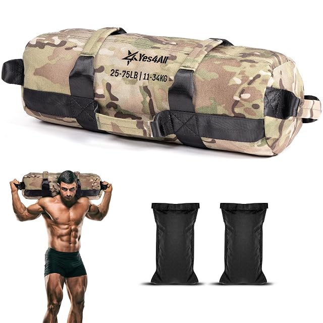 Saco de arena regulable Yes4All en camuflaje con asas estratégicamente colocadas