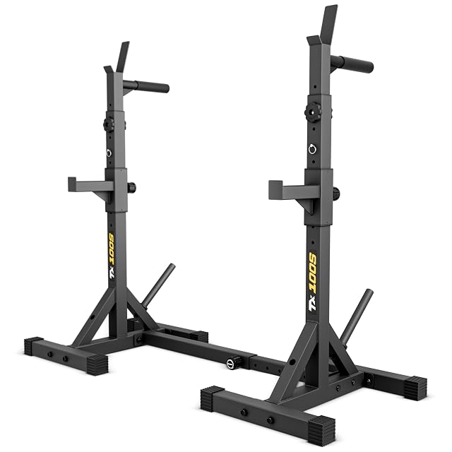 Soporte de sentadilla TREX SPORT TX-100S con asas de fondos integradas y guardado de discos