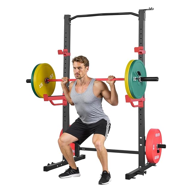 Power cage VEVOR SJ7100F con recubrimiento en polvo, J-hooks, barras de seguridad y anclajes para bandas