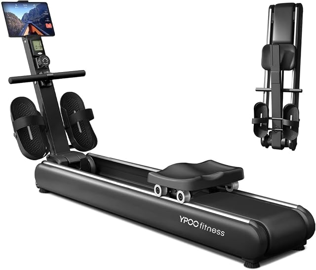 Máquina de remo magnética YPOO RM910 con raíles dobles y monitor LCD