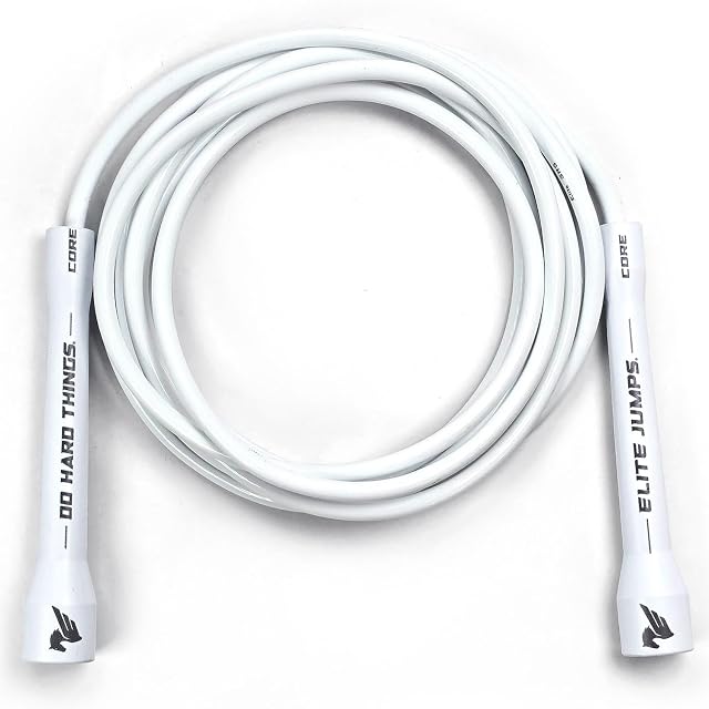 Comba EliteSRS blanca de PVC de 6 mm con empuñaduras largas