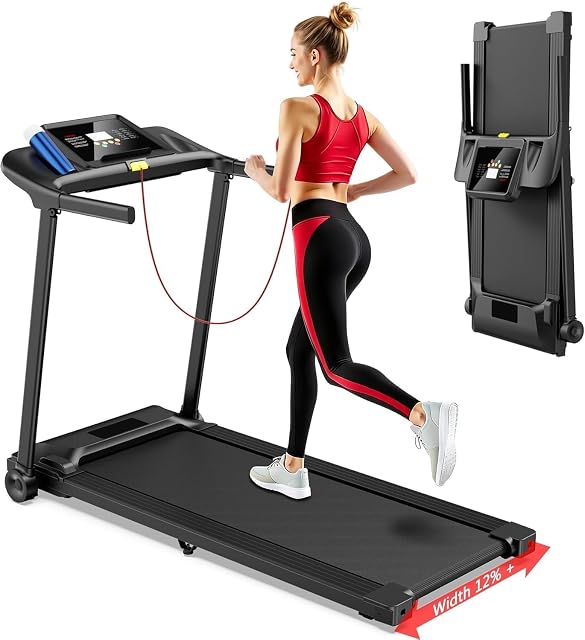 Cinta de correr plegable Avnbdao con banda ancha y pantalla de programas