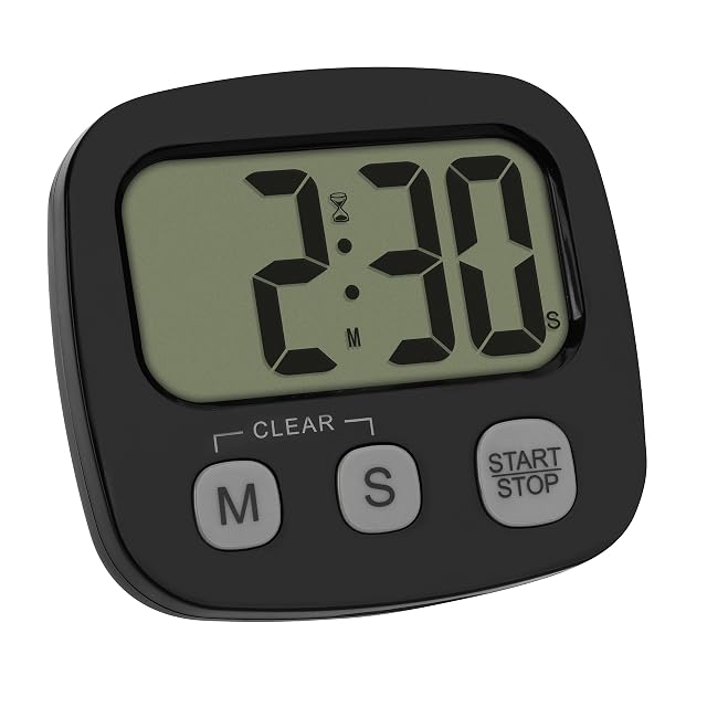 Temporizador digital TFA Dostmann negro con pantalla grande y dorso magnético