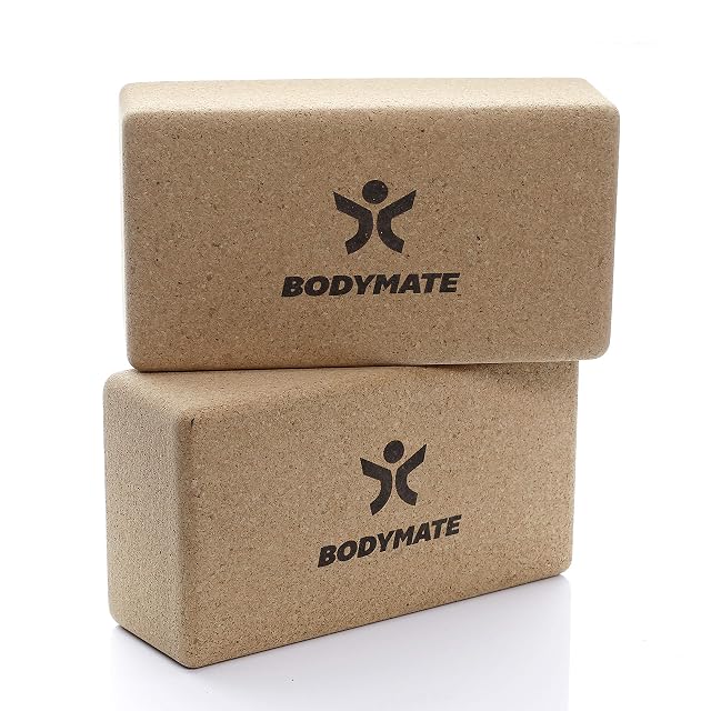 Par de bloques de yoga BODYMATE de corcho natural